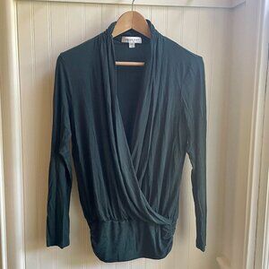 Amour Vert Angela Modal Wrap Top in Dark Green, S